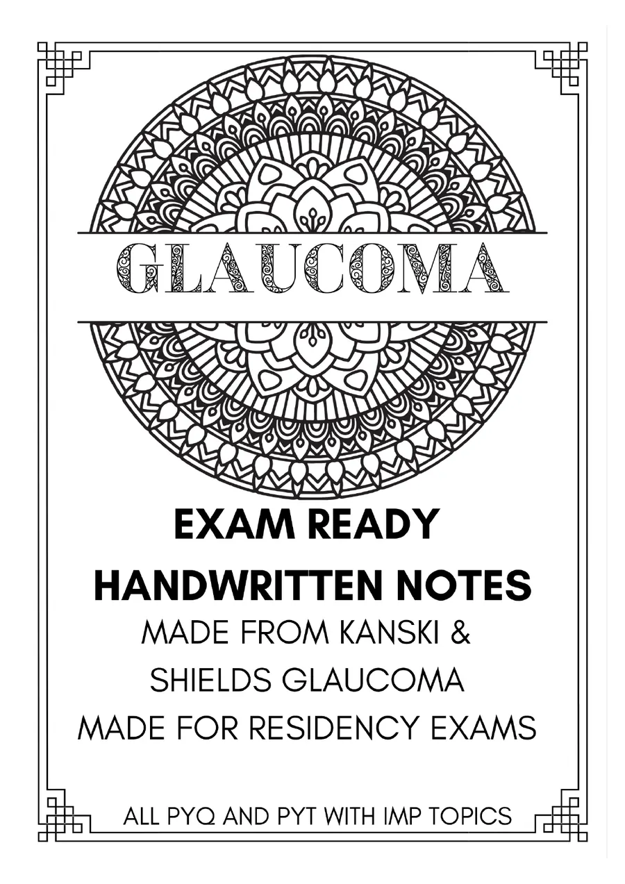 Glaucoma Exam Ready Notes cover sample